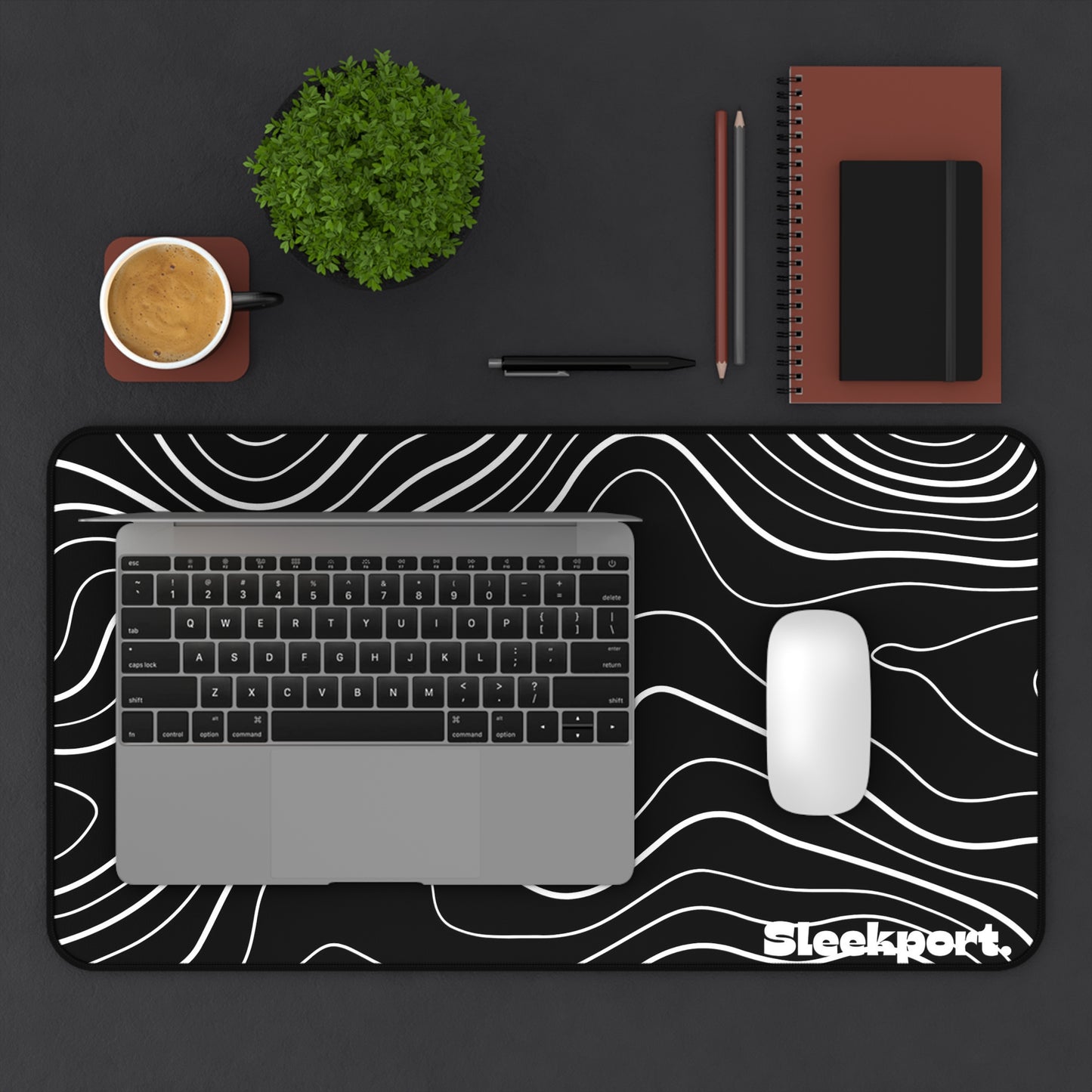Black with white stripes mousepad