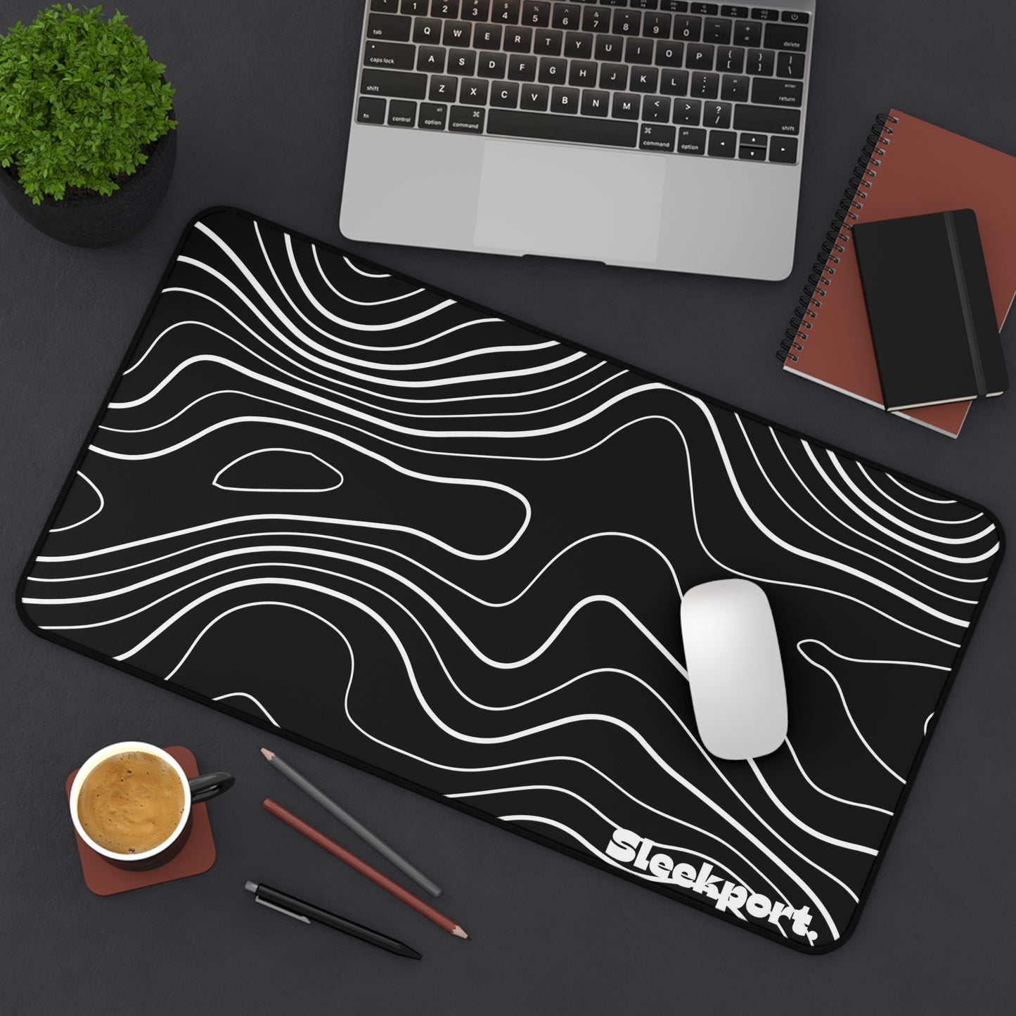 Black with white stripes mousepad